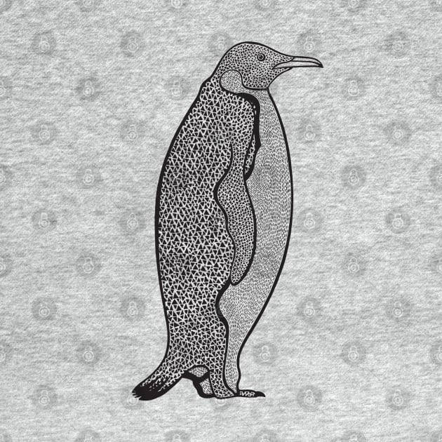 Emperor Penguin Ink Art - on light colors by Green Paladin